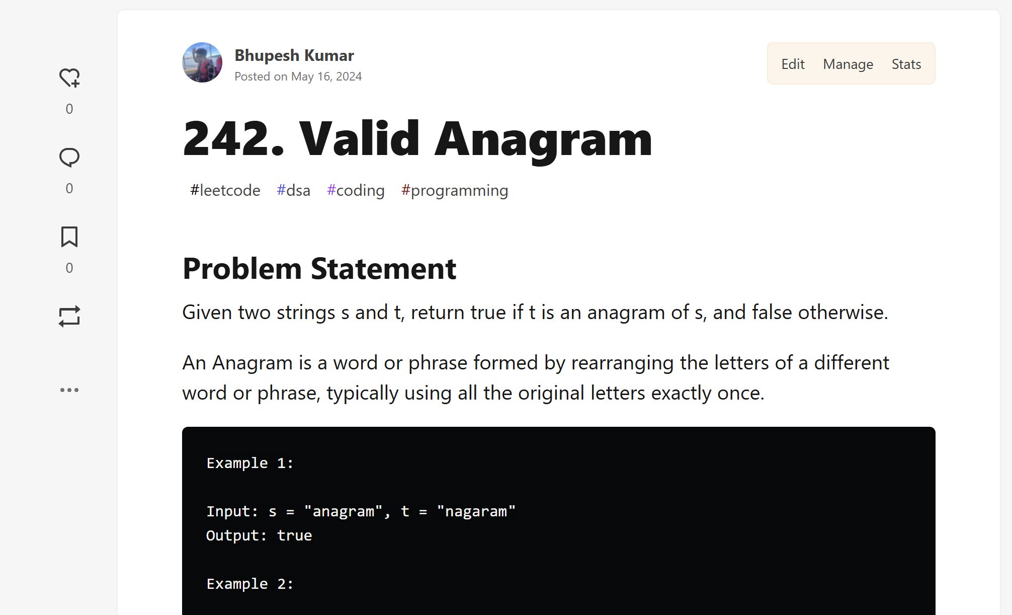 Valid Anagram LeetCode Post Cover