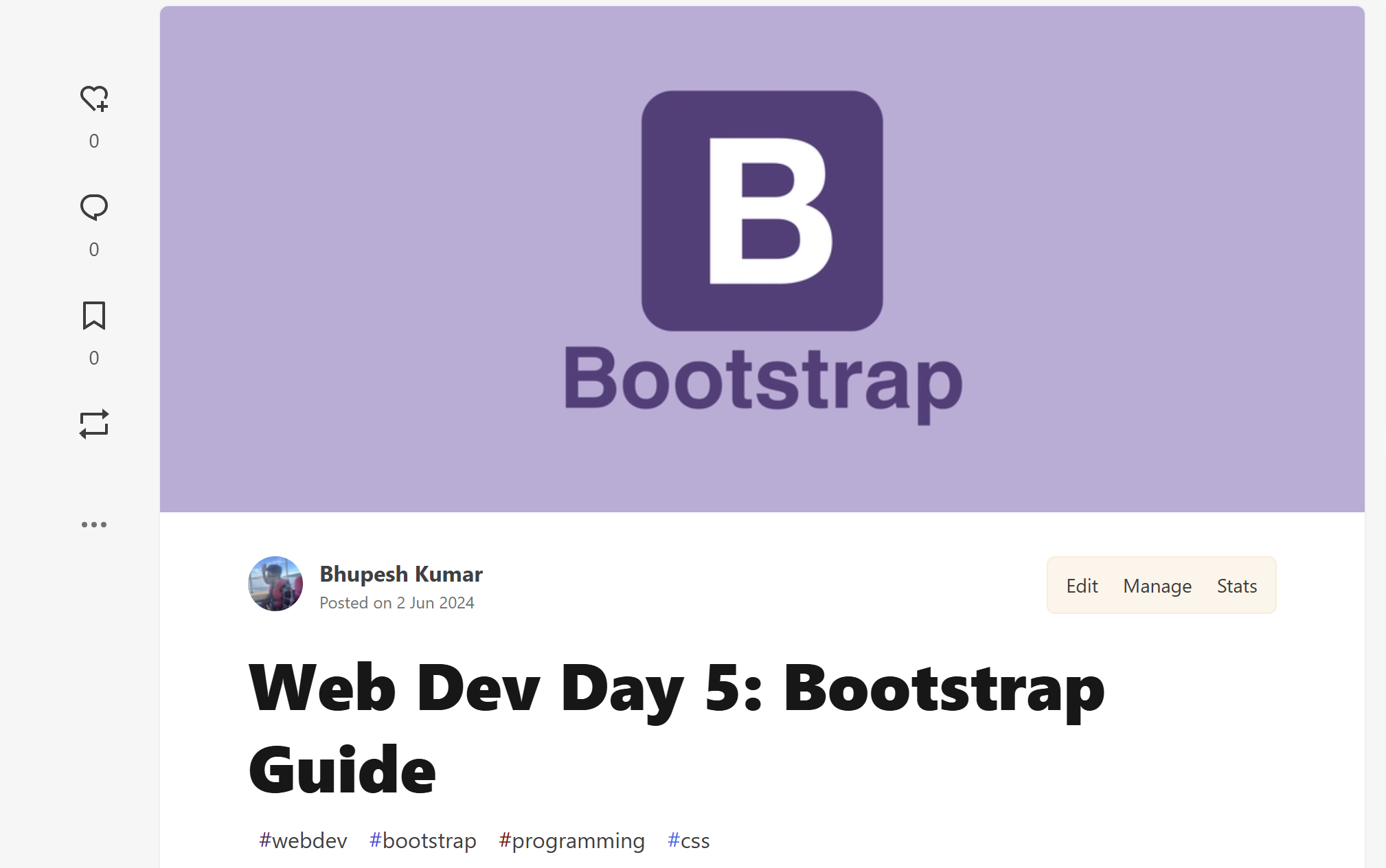 Bootstrap Guide Post Cover