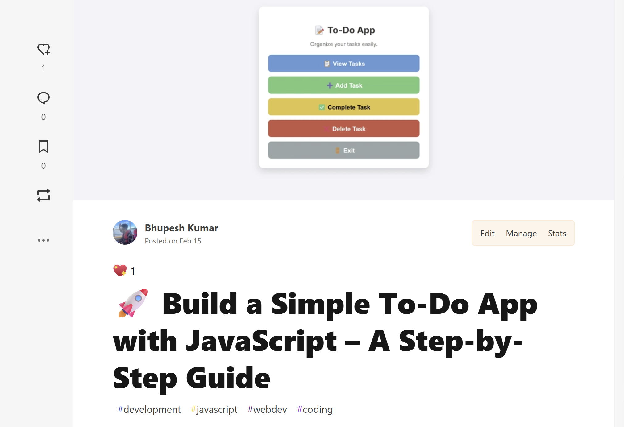 JavaScript To-Do App Post Cover